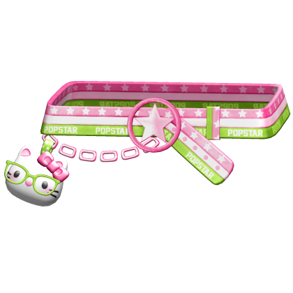 Amekaji Gyaru Harajuku Kitty Chain Belt Green Pink
