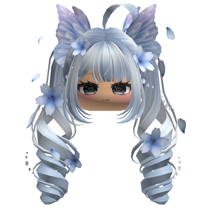 Mystical Sakura Petal Pigtails (Sky Blue)
