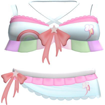 cutesy rainbow pastel pony blue bow cloud dress