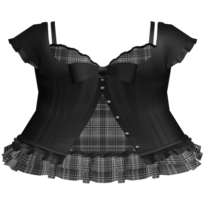 fatal protagonist button-up plaid dress black/grey Roblox item