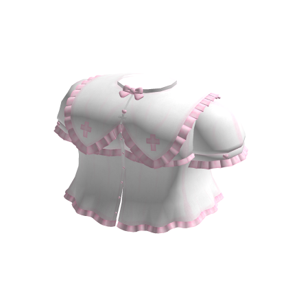 ♡ cute nurse uniform shirt in white & pink