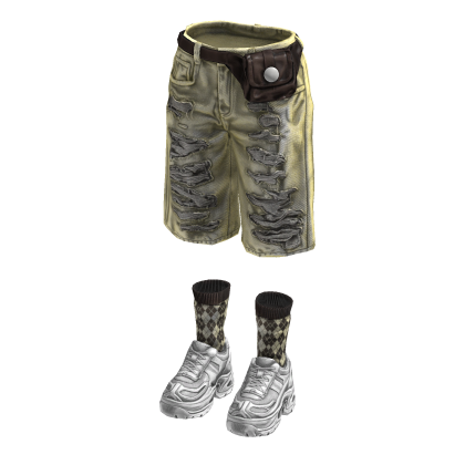 Denim Teared Stylish Jorts (Cream Brown)