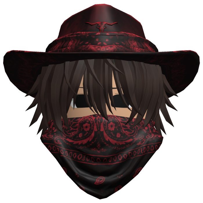 Red Cowboy Hat with Mask + Neck Scarf