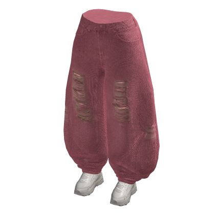 Ripped Balloon Jeans w/ Sneakers (Pink)