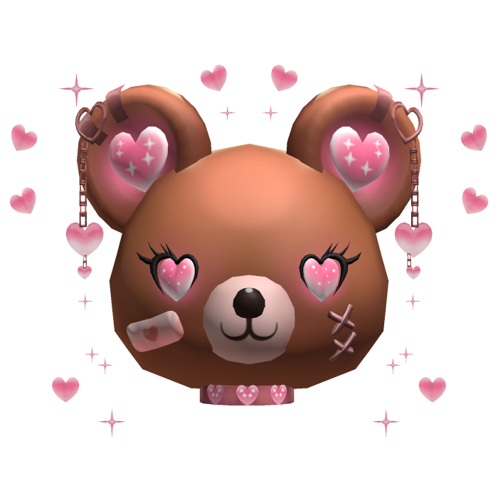 Cute Brown Heart Bear Head Pink Love Aura      
