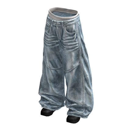 Light Blue Baggy Y2K Distressed Denim