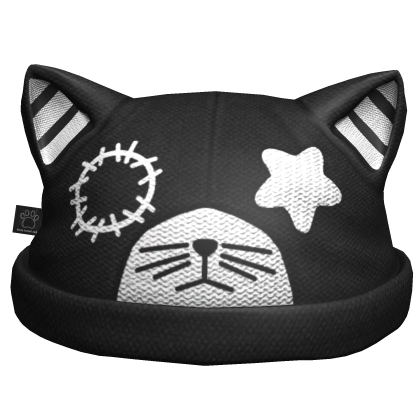cute Stitched Cat Ear Beanie striped (White)