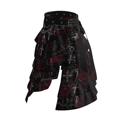 Black Gothic Rose Cross Layered Pants [PBR]