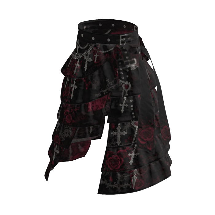 Black Gothic Rose Cross Layered Pants [PBR]