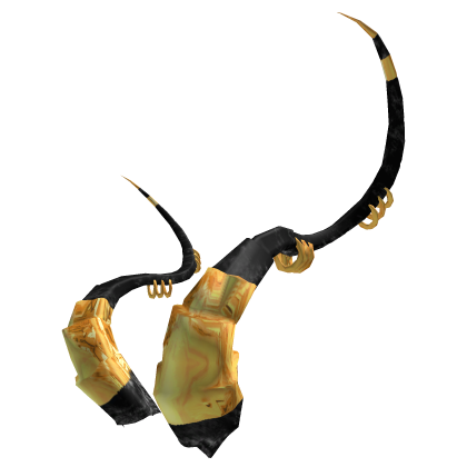 Big Curved Dragon Demon Horns - Black & Gold Roblox item