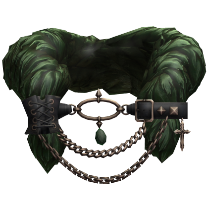Green Black Gothic Fur Collar