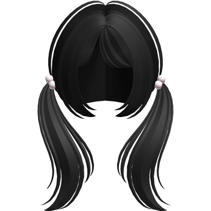  ♡ adorable cute girly moe pigtails (black) Roblox item