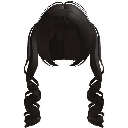 cute curly blunt bang pigtails in brown