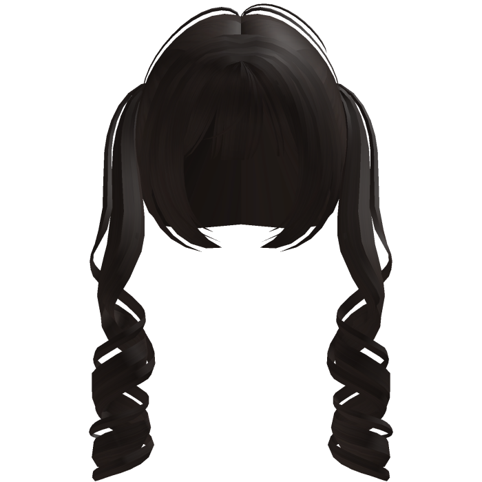 cute curly blunt bang pigtails in brown