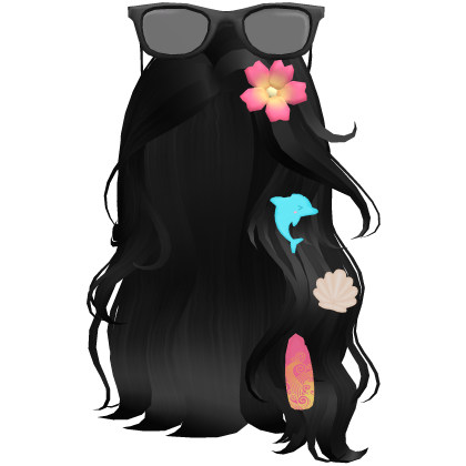 Cute Summer Preppy Black Wavy Hair Roblox item
