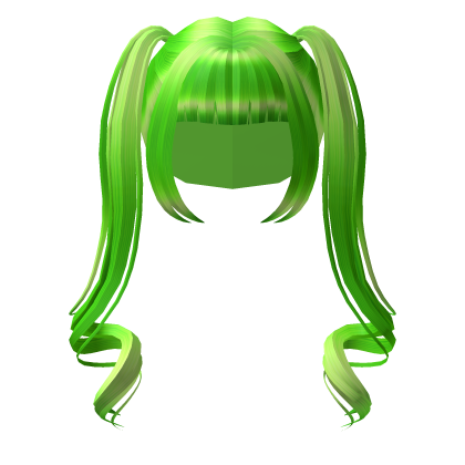 Neon Green Long Kawaii High Pigtails