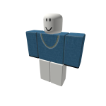 Blue Shirt, with a chain.