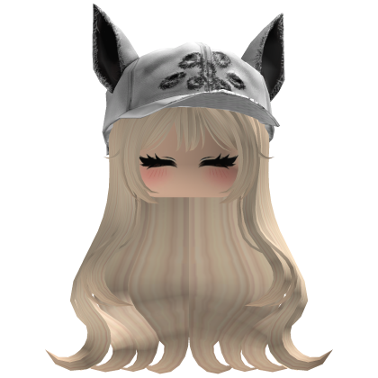 Fluffy emo Blonde hair white cat cap y2k
