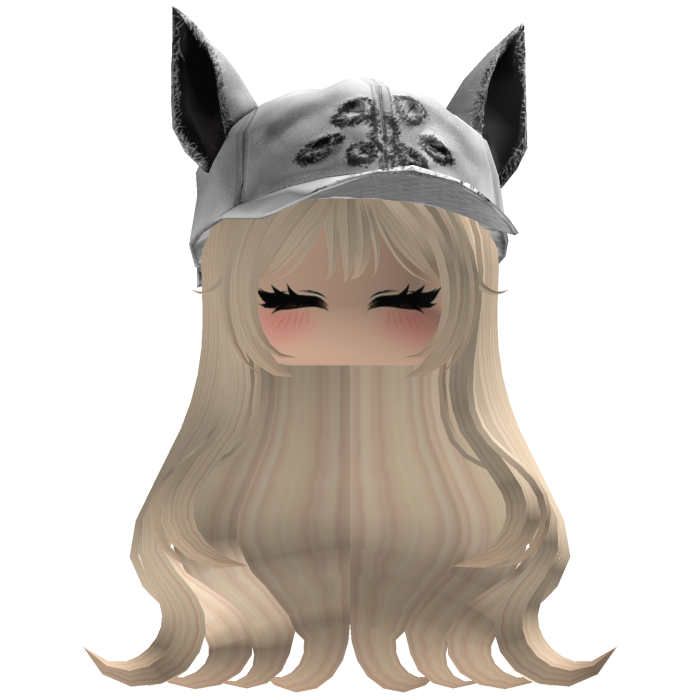Fluffy emo Blonde hair white cat cap y2k