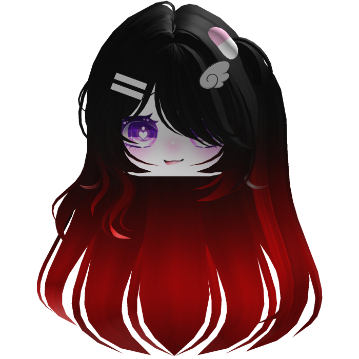 cute Black And Red Hair emo fofo anime y2k