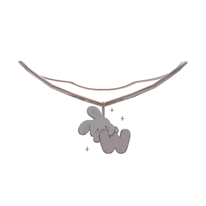 cute w pink bunny initial necklace 1.0