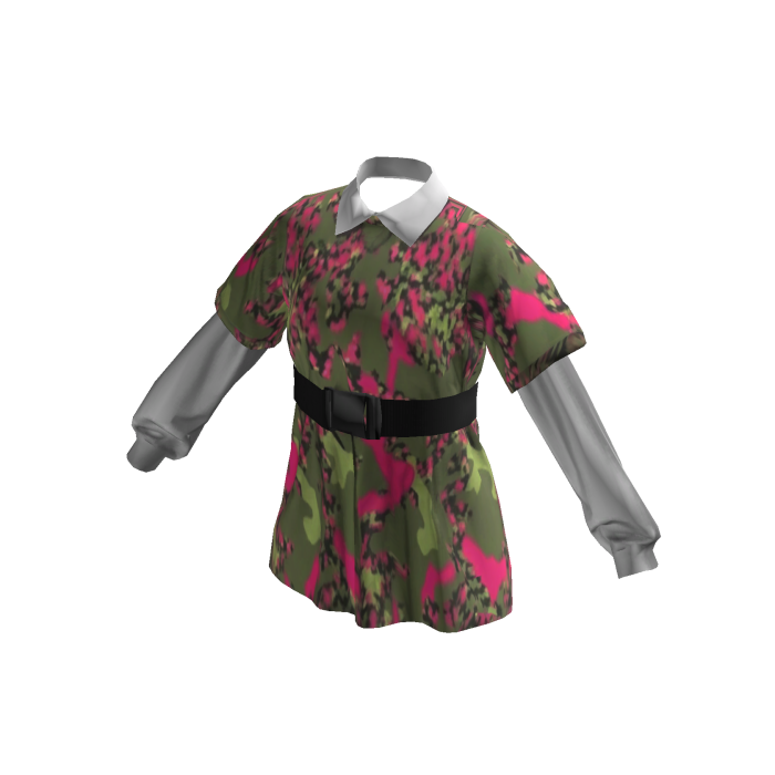Pink Floral Camo Preppy Layered Collared Dress