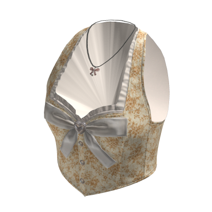 Coquette Floral Bow Vest w/ Necklace (Yellow)
