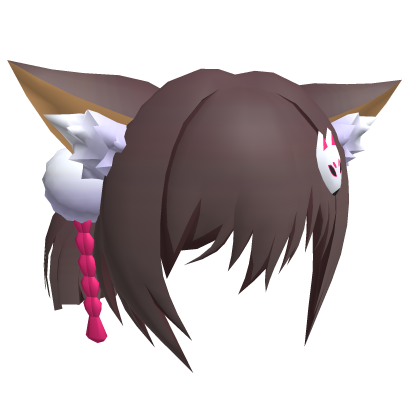 Brown Hair w/ Side Ponytail & Fox Ears - Izuna Roblox item