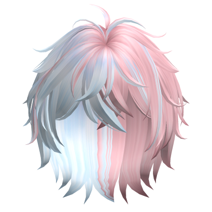 Two-Tone Messy Anime Boy Hair (Blue & Pink)