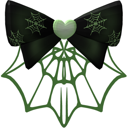 Spider Web Green Heart Black Hair bow Roblox item