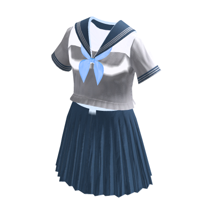 Anime School Girl Uniform | White & Pastel Blue thumbnail