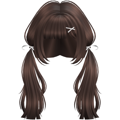 cute lucky pigtails w/ bows (brown) Roblox item