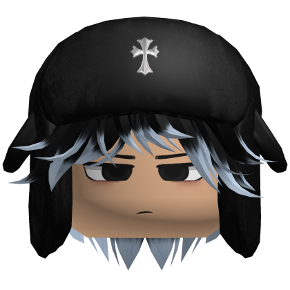 Chill Black/Sky Blue Messy Hair w Ushanka Roblox item
