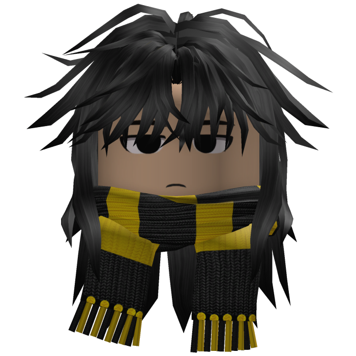 Wolfcut Hair w/ Striped Scarf (Black/Yellow)