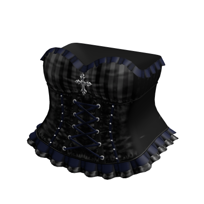 Gothic Emo Black & Blue Pinstripe Clown Dress