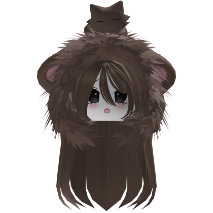 Light Brown Straight Hair W/ Brown Moe Hood Fur 