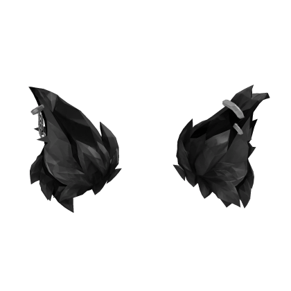 black stylized fluffy furry dragon bat ears