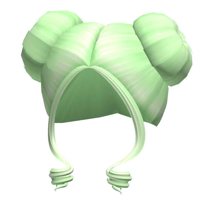-',ৎ Green Big Preppy Buns with Curly Bangs