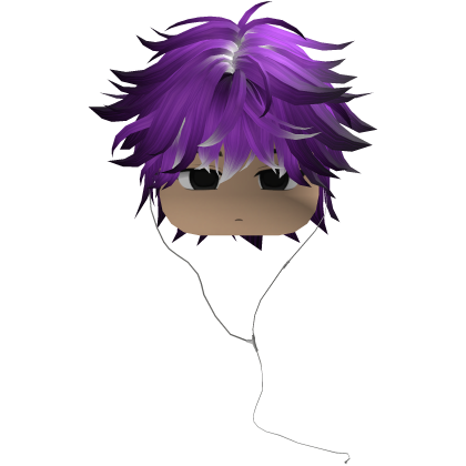 Y2K emo boy with headphones, black and purple hair