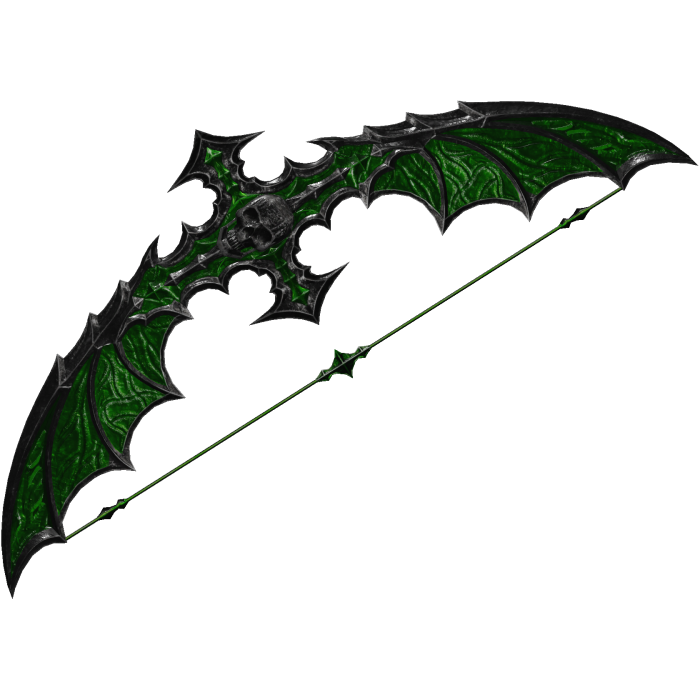 Skullbound Green and Black Goth Reaper Bow