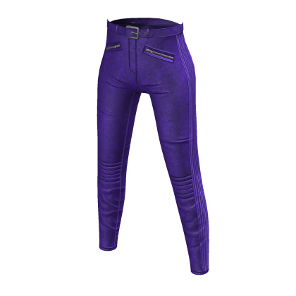 Purple Leather Biker Pants