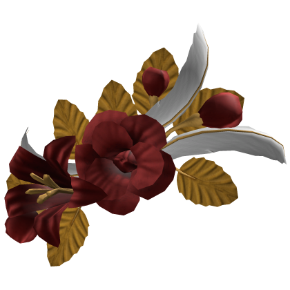 Red & Gold Floral Feather Headpiece
