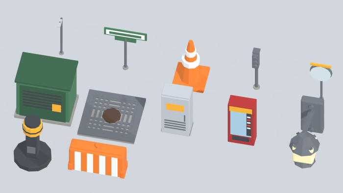 Low Poly City Street Props Urban Town x60 preview 5