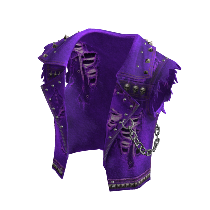 Distressed torn Violet Denim crop punk jacket thumbnail