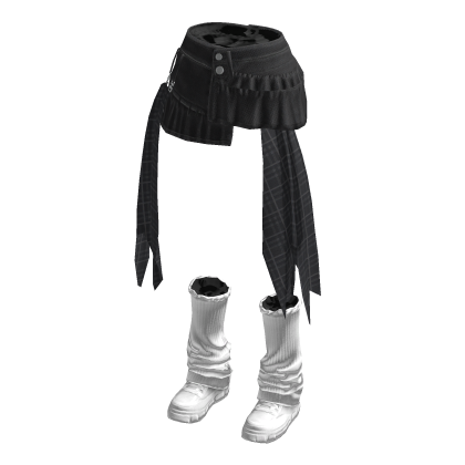 Mini Skirt with Long Side Panels (Black)