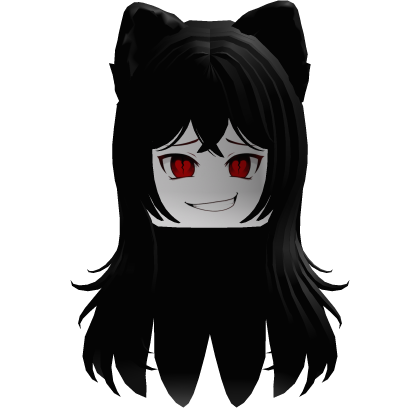 Mikocha Paparazi Cute Black hair Cat Ear Love Face Roblox item