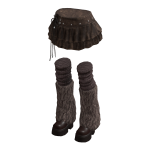 Petite Grunge Ruffle Skirt w/ Fur Boots (Brown)