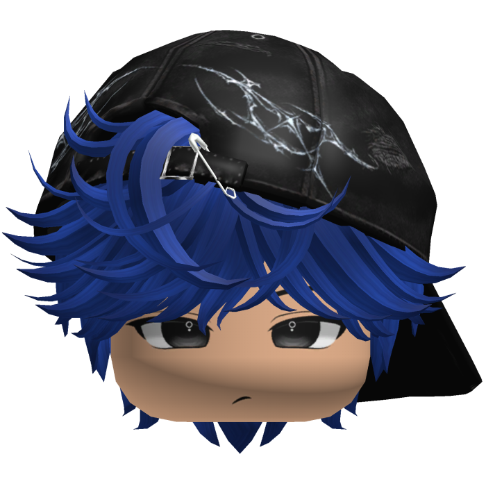 Cute Blue emo hair with Y2K cap black