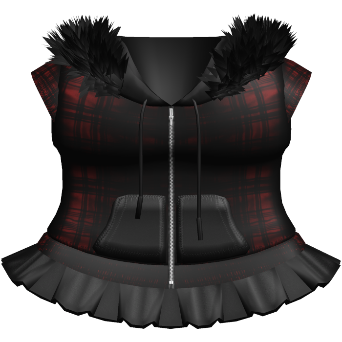 ♱ gothic plaid emo fur hoodie + skirt red