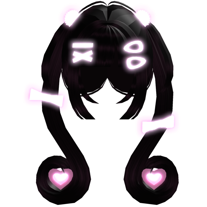 [✨🩷GLOWS] Black Cute Kawaii Swirly Pigtails